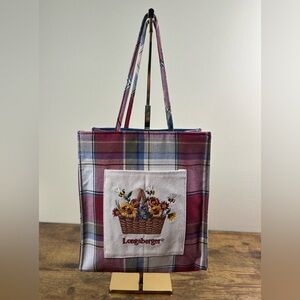 VTG Y2K LONGABERGER Homestead Plaid Basket Small Mini Tote Bag Floral‎ Bees